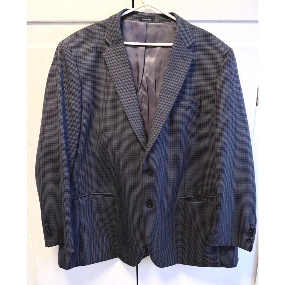 Pronto Uomo Platinum Blazer 50L Executive Fit Wool Blend Blue Houndstooth Check